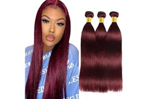Creuost 28 28 28 Inch Straight Bundles Human Hair Extension Capelli parrucca donna capelli veri umani Brazilian Virgin Hair Weave Double Weft #99j Burgundy 3 Bundles Total 300g
