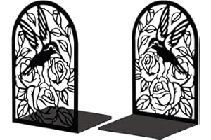 ‎PEACOBLUE Peacoblue Metal Bookends for Shelves, Heavy Duty Study Bookends for Desk, Shelf, Farmhouse for Small and Large Books 13.5 x 10.9 x 20.1 cm, 1 Pair (Hummingbird)