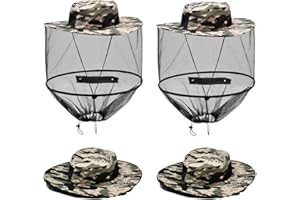 Zuxbolf 2 Stück Hut mit Moskitonetz Imkerhut Faltbar Mückenhut Sonnenhut mit Moskito Kopfnetz Mückenschutz Atmungsaktiv Angelhut Safari Hut Fischerhut für Outdoor Wandern Camping Gartenarbeit Angeln