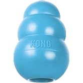 KONG Puppy Puppy Chew Toy, Blue, Medium | Soft Rubber Puppy Chew Toy Relieves Teething Gums Refillable and Dynamic Bounce