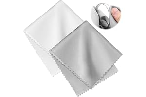 FOZUANEI 2PCS Jewelry Cleaning, Double-Sided Jewelry Polishing Cloths, Reusable Soft Jewelry Cleaning Cloth for Gold Silver Platinum Coins Watches Silverware (Gray &White)