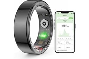 Dlishka Anillo Inteligente,MonitorizacióN De Frecuencia CardíAca 24h,Resistente Al Agua 5ATM,Carga RáPida MagnéTica,Compatible con Android E iOS,Reloj De Fitness para Hombres Y Mujeres.(Negro, 10#)
