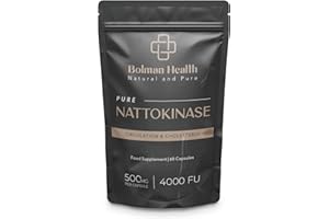 BOLMAN HEALTH Nattokinase 500mg | 4000 FU per Capsule | 60 Capsules | Cardiovascular & Circulation Support | Blood Pressure & Cholesterol Health | Soy-Based Enzyme | Vegan HPMC Shell | Non-GMO Supplement