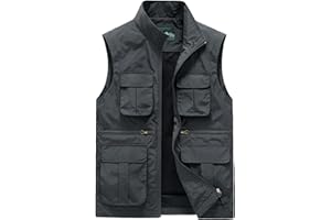 AIEOE Kamizelka męska, outdoorowa, wodoszczelna, softshell bez rękawów, kamizelka z zamkiem błyskawicznym, kamizelka softshellowa, wędkarstwo, fotografia, sport, lato, XS-6XL