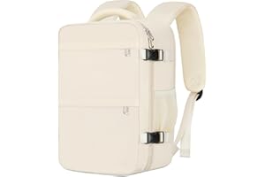 Cmezevi Mochila Viaje Cabina Avion 40x20x25, Mochila de Cabina para Ryanair, Maletas de Viaje Cabina, Travel Backpack, Mochila Portatil Hombre Mujer, Equipaje de Mano Bolso Mochilas 20L - Beige