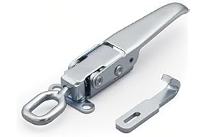 VOBOR Chiusura a Scatto a Leva Regolabile in Metallo, Molla Ammortizzante Incorporata, Fori Laterali per Evitare l'allentamento, Gancio Fibbia per Camion Rimorchio