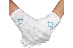 AtSKnSK Gants franc-maçons maçonniques en coton Embroide Blanc 23 x 8 cm
