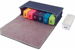 Anabox- Pilulier Semainier 3x7 Compartiments Multicolore - Organisateur Médicaments 7 Jours Matin Midi Soir avec Étui Protection - Gris Anthracite - Solide et Pratique - Sans BPA