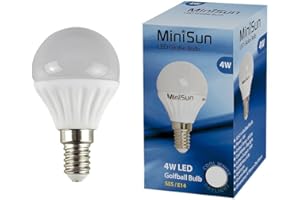 MiniSun 4w LED SES E14 Golfball Energy Saving Long Life Light Bulb - 6500K Cool White
