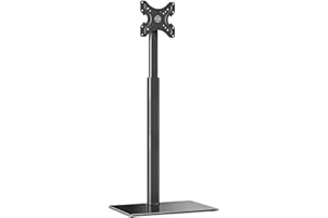 FITUEYES Stojak podłogowy pod telewizor o przekątnej ekranu 19–42 cali, uniwersalny narożny stojak na telewizor, obrót nachylenia i regulacja wysokości, wysoki, czarny stojak na telewizor, zamiennik