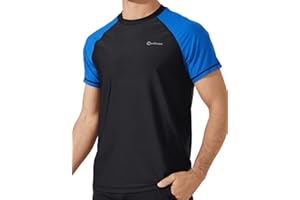 cioiniei Men's Swim Shirts UPF 50+ Sun Protection Shirts Short Sleeve Fishing Rash Guard Loose-Fit T-Shirt for Quick Dry