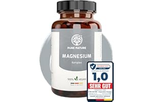 PURE NATURE Magnesium Komplex hochdosiert - 400 mg - 180 Kapseln - 7in1 Komplex mit Magnesiumbisglycinat, Magnesiumcitrat, Magnesiummalat, Magnesiumtaurat - hohe Bioverfügbarkeit - laborgeprüft - ohne Zusätze.