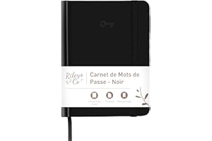 Rileys & Co Carnet de Mot de Passe Alphabétique, Carnet mot de passe alphabetique, Répertoire Sécurisé, Cahier pour Identifiants, Codes d’accès, Sites web, Idéal pour Seniors (15.2 x 11.4 cm, Noir)