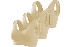 Memoryee Reggiseno Sportivo Donna Imbottito Sostegno Forte Elasticizzato Taglie Forti Senza Ferretto Push Up per Yoga Vogatore Golf Palestra Fitness Corsa 3 Pezzi