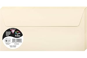 Clairefontaine 5445C - Paquet de 20 Enveloppes Auto-Adhésives - Format DL 11x22cm - 120g/m² - Coloris Ivoire - Invitation Evènements et Correspondance - Gamme Pollen - Papier Premium Lisse