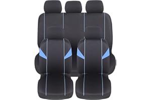 Auto Accessori Lupex Fundas Asientos Coche Universal, Tejido Poliester, Juego Fundas Asientos adaptables, No SUV (Delantero y Trasero, H - Azul Claro)