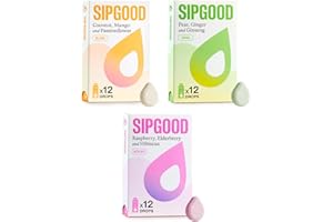 SIPGOOD Sugar Free Water Flavouring Drops, 3 Flavour Bundle of Hydration Tablets, Zero Calorie Electrolytes with Vitamins C & D3, Natural Fruit Extracts (3 packs of 12, 36 total)