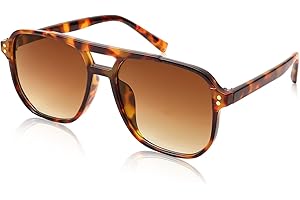 FEISEDY Retro Occhiali da Sole Quadrati Donna Uomo Anni '70 Occhiali Vintage Moda Classici con Doppio Ponte Protezione UV400 B2835