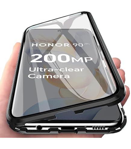 Custodia Honor 90 Con Protezione Privacy Anti Spy, Cover Magnetica 360° Con Cornice Metallica E Vetro Temperato, Anti Graffio E Urto, Ricarica Wireless (Blu)