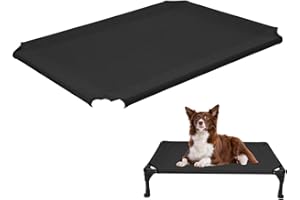 veehoo Cooling Elevated Dog Bed Cover, Outdoor Dog Bed Portable Raised Dog Cot Replacement Cover Only Pet Hammock Replacement Cover Breathable Mesh Washable, Black 81 x 64