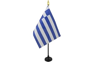 AZ FLAG - Tischflagge Griechenland - 15x10 cm Goldene Splitze - Griechische Tischfahne 10 x 15 Cm - Flaggen