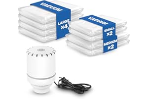 VACBIRD Sacchetti Sottovuoto Vestiti con Pompa Elettrica, Confezione da 8 (4 grandi, 2 medi, 2 piccoli), Buste Sottovuoto Vestiti per Coperte, Piumino, Cuscini, Trapunte, Viaggi, Traslochi
