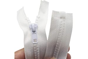 YaHoGa 2 Stück 75 cm Reißverschluss Kunststoff 5mm teilbar Reissverschluss für Jacken weiße (75 cm)