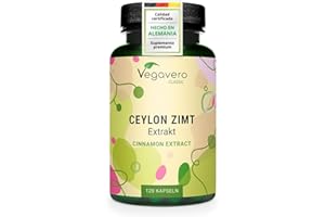 Canela de Ceylan Vegavero | DOSIS ALTA: 2500 mg | Para 4 Meses | Controla Glucosa - Azúcar en Sangre | Colesterol + Antioxidantes | Sin Aditivos & Vegano | 120 Cápsulas