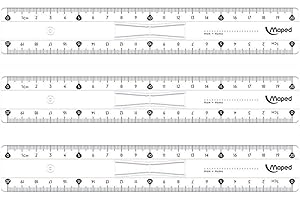 MAPED Lot de 3 Règles plate Double Décimètre Essentials Plastique 20 cm à Poignée