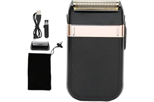 JIAWU Rasoir Électrique Homme À Grille Sans Fil, Shaver Gold et Titanium Foil, Professionnel pour Coiffeur et Barbier, Tondeuse Barbe Rechargeable Précision