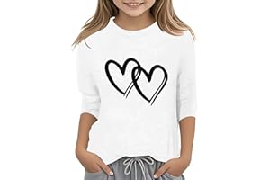 VUNCIO T Shirt Manche mi Longue Enfant Fille 3-13 Ans Tee Shirt Love été Ado Fille Imprimé Mignon Tunique Fille Pas Cher Chic Leger Confortable Casual Sport Jogging Chemisier