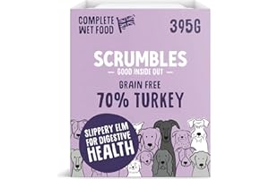 Scrumbles Natural Wet Dog Food, Grain Free Recipe with 70% Turkey and Slippery Elm, 7x 395g