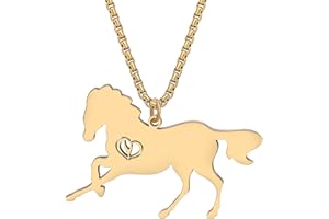 YAYAKO Running Horse Halskette Anhänger Kette Edelstahl Bauernhöfe Tiere Schmuck für Frauen Mädchen Pferd Geschenke Charms