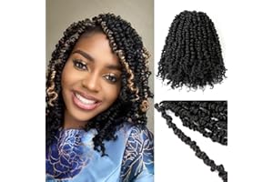 Passion Twist Hair 10 pulgadas 8 paquetes Pretrenzado Passion Twist Crochet Hair Pre-Looped YDDM Passion Twist Trenzas Crochet Short Passion Twist Hair Pretwisted Hair Extension (10 pulgadas, 1B#)