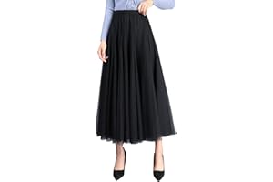FEOYA Women's Casual Petticoat A-Line Tulle Skirt Elegant Tiered and Pleated Vintage Skirt Swing Skirt