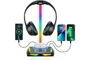 ‎FEEGAR F STOJAK NA SŁUCHAWKI FEEGAR HOLD Podświetlanie RGB HUB 3x USB Typ-C Ładowanie Indukcyjne