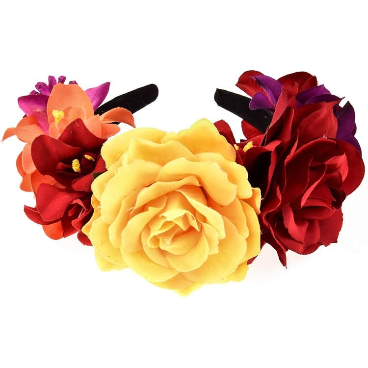 Mexikanische Blumenkrone Stirnband – Rosen-Haarband, 13x12 Cm, Für Halloween, Karneval & Strand