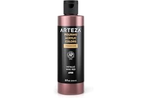 ARTEZA Acrylic Pouring Paint, 8 oz (236 ml), A703 Metallic Wine Red, High-Flow Acrylic Paint, No Mixing Needed, Paint for Pouring on Canvas, Glass, Paper, Wood, Tile, and Stones