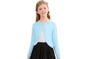 Soudittur Fille Boléro Manche Longue Cardigan Coton Gilets Enfants pour Mariage, Cérémonies, Fêtes