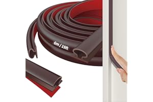 QEERINER Guarnizione per Porta Finestra Adesiva, 6M Guarnizioni Finestre Porta, Gomma Guarnizioni Per Porte, Guarnizioni Porte di D-profilo Insonorizzata Isolante. (Marrone)