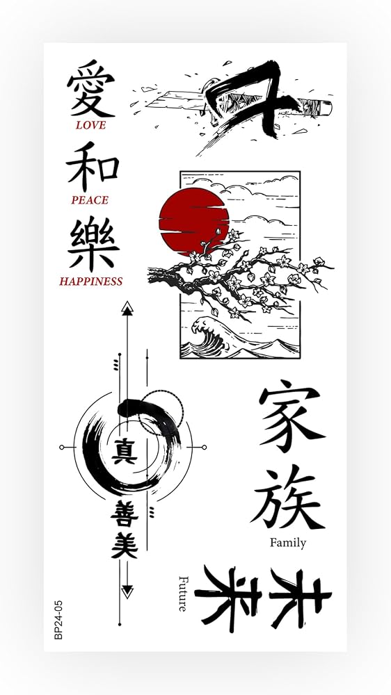 BearPear Mangetsu Japonca Yazılı Unisex Geçici Dövme