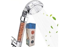 EVABRIS® Alcachofa de Ducha Alta Presion con Filtro de 3 Niveles, Purificación y Ahorro de Agua con Perlas Filtradoras Antical y Anticloro, Cabezal Ducha Universal Desmontable