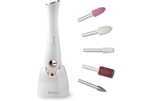 Fancii Professional Electric Manicure & Pedicure Nail File Set with Stand - The Complete Portable Nail Drill System with Buffer, Polisher, Shiner, Shaper and UV Dryer (Champagne Gold)