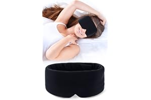 Aosun Antifaz para Dormir, Transpirable 100% Seda de Hielo, Suave y Adecuado Para Cualquier PosicióN para Dormir, Unisex, Velcro Ajustable (Negro Profundo)