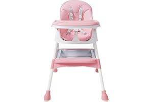 HarBin-Star Kids Hochstuhl Baby, Baby Hochstühle ab Geburt， Kinderhochstuhl mit Tablett für essen, Baby essen Stuhl, Höhenverstellbar, Einfach zu Reinigen, 78x60x94 cm (Rosa)