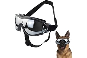 MenYiYDS Dog Goggles, Waterproof & UV Protection Sunglasses with Adjustable Rubber Strap, Windproof for Medium to Large Dogs