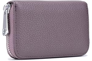 Meowoo Credit Card Holder RFID Blocking Genuine Leather Mini Credit Card Wallet Purse with Zipper for Women Men