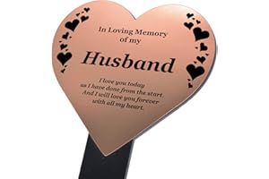 OriginDesigned Husband Memorial Remembrance Plaque Stake, HEART SHAPE - Gold/Silver/Copper, Waterproof, Outdoor, Grave Marker, Tribute, Plant Marker Active Restock requests: 0 (Copper)