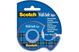 ‎SCOTCH Scotch Wandsicheres Klebeband - 1 Rolle, 19 mm x 16.5 m - Haftet Sicher, Entfernt Sauber, Unsichtbar, Fotoecht, Entwickelt für Büro und Zuhause