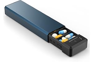 HEIYING Porta Pillole con Guscio in Alluminio per Una Settimana di Capacità, Portatile Portapillole Settimanale a 7 Scomparti per Contenere Vitamine, Medicine, Integratori